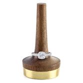 Wooden Ring Holder for Jewelry, Black Walnut Wood with Brass Stand Modern Display, Gift For Wedding and Anniversary