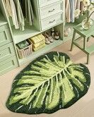 Bathroom Rugs Bath Mat Shower Floor Bathmat Non Slip Absorbent Washable Carpet Monstera Deliciosa Embossed Leaf Shaped, 60 x 80 cm