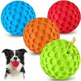 Indestructible Squeaky Dog Balls for Aggressive Chewers,Interactive Dog Toys to Keep Them Busy,Rubber Dog Chew Toy,Outdoor Waterproof (4 Colors)