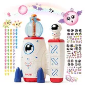 DIY Space Magic Balloon Craft Kit, Sticker Decorated Balloons Toy for Kids, Rocket Air Pump Fun for Girls Boys Ages 3 and Up