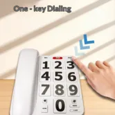 Large Button Corded Phone for Seniors Number Landline Telephone with SOS Emergency 3 Speed Dial  Elderly  Home Use