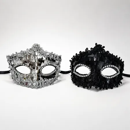 2pcs Sequin Glitter Masquerade Mask Halloween Cosplay Costume accessories Party Supply Adult Kids Headgear Holiday vibe Christmas Birthday Gift