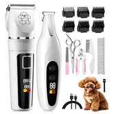 2-in-1 Dog Clippers & Paw Trimmer Kit, Low Noise Cordless Pet Grooming Hair Trimmers for Small Large Dogs Cats