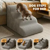 Dog Steps for High Bed Sofa Couch 4 Tier 30D Foam Pet Stairs Ramp Small Medium Dogs Cats Indoor Non Slip Washable Corduroy Cover Portable 40cm Tall