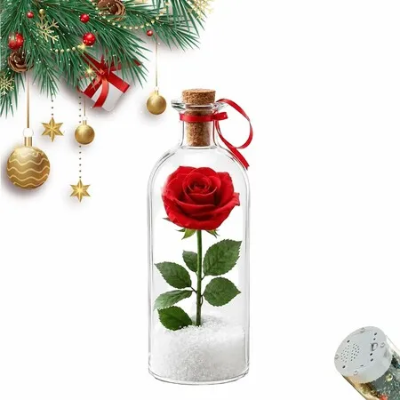 Christmas Message in a Bottle, 20 Second Recordable Christmas Tree Ornament, Rose