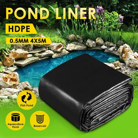 HDPE 4x5M Pond Liner Fish Waterfall Garden Fountain Heavy Duty Waterproof Skin Pad 0.5mm Outdoor Stream Pool Basin Cover Membrane Koi Pools Landscape