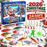 Christmas Fishing Advent Calendar 24 Day Lure Kit With Hard Baits Soft Lures Spoons Hooks Christmas Countdown Gift Box