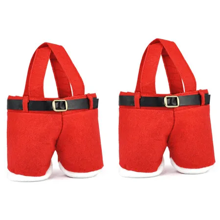2Pcs Santa Claus Pants Christmas Gift Bag Stocking Filler, Cute Xmas Party Bag for Chocolates, Treats and Small Gifts, Ideal Festive Decor and More