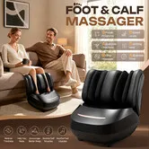 Heated Electric Foot and Calf Massager Machine Airbag Compression Shiatsu Kneading Rolling Relaxation Massaging Auto Shut Off Timer for Home Office