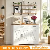 Buffet Cabinet Sideboard Storage Cupboard Coffee Bar Kitchen Pantry Dining Room Console Table Entryway Organiser Shelving Unit with Drawers & Shelves