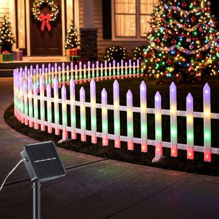 Jingle Jollys 3m Solar Christmas Fence Lights Outdoor Garden Path Decor Multicolour 8pc