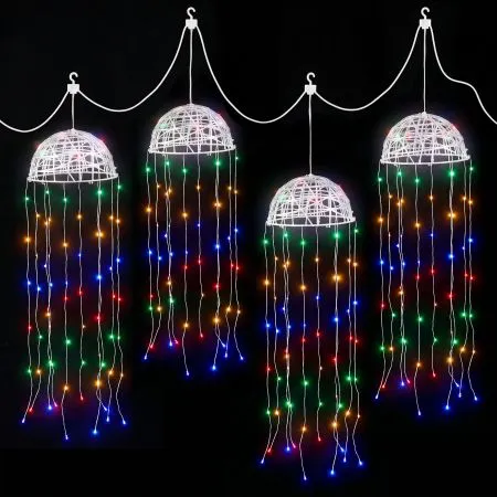 Jingle Jollys Christmas Lights Solar Jellyfish 4Pcs Garden Decorative Multi-Color