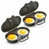 2 Pack Microwave Egg Poacher with Lid & Handle, Dual Cavity Food Grade PP Egg Cooker, Oil-Free Quick Egg Making Kitchen Gadget,Dark Grey