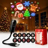 Plug and Play HD Christmas Projector,Holiday Projector Lights Indoor with 10 Festive Scenes,5D Holographic Night Light Projector,Auto Shut-Off