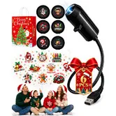 Plug And Play HD Christmas Projector,6 Festive Scenes,360 Degree Rotating