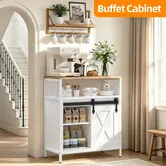 Buffet Sideboard Cabinet Coffee Bar Console Table Station Side Storage Shelving Unit Sliding Door Adjustable Shelf for Hall Entryway Bathroom Kitchen