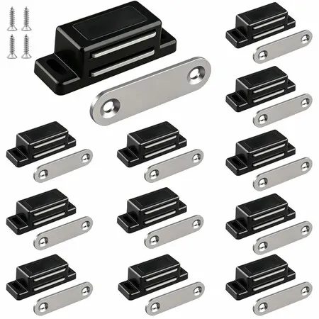 12 Pack Magnetic Cabinet Door Catches Brown Strong Magnet Latches with Screws for Cupboards Drawers Wardrobes Kitchen Bathroom Shutters