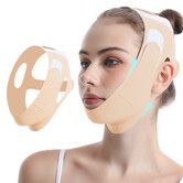 Anti Snoring Chin Strap, Adjustable V Line Lifting Mask, Breathable Chin Strap for Sleeping, Face Lifting Band for Women Men (Beige)