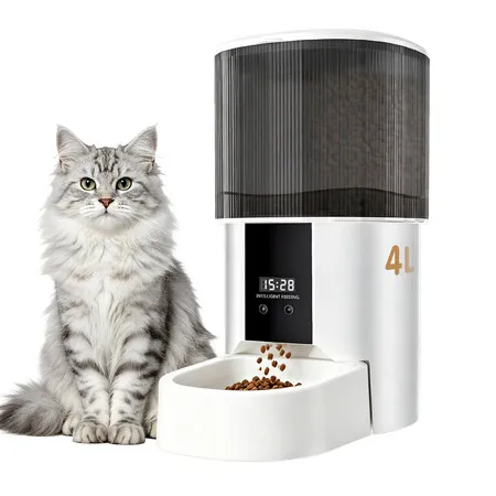 Automatic Cat Feeder, 4L/17 Cups Timed Dispenser for Cats Dogs Programmable 1-6 Meals Daily, Dual Power Supply and Lock-Fresh Tech