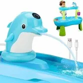 Dolphin Rechargeable Water Table Pump for Water Table, 3 Hours Non Stop Fun Water Table Pump Summer Outdoor Water Table Accessories