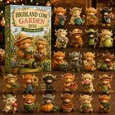 Advent Calendar 2026 with Mini Highland Cow Figurines Garden Collection