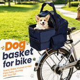 Dog Basket for Bike Rear Rack Pet Carrier Bicycle Bag with Bracket Padded Seat Cargo Crate Outdoor Christmas Travel Gifts 50x34x45cm Blue