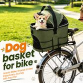 Dog Basket for Bike Rear Rack Pet Carrier Bicycle Bag with Bracket Padded Seat Cargo Crate Outdoor Christmas Travel Gifts 50x34x45cm Green