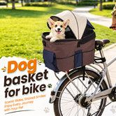 Dog Basket for Bike Rear Rack Pet Carrier Bicycle Bag with Bracket Padded Seat Cargo Crate Outdoor Christmas Travel Gifts 50x34x45cm Brown