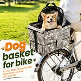 Dog Basket for Bike Rear Rack Pet Carrier Bicycle Bag with Bracket Padded Seat Cargo Crate Outdoor Christmas Travel Gifts 50x34x45cm Grey
