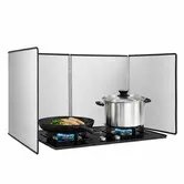 Stainless Steel Splatter Guard Anti Oil Splash Shield Foldable Kitchen Stove Cooktop Nonstick Baffle Frying Pan Wall Backing Grease Screen 80x45x40cm