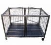 Pet Cage Dog Crate 37" Large Size with Caster Wheels & ABS Tray with Twin Doors