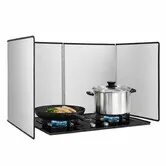 Stainless Steel Splatter Guard Anti Oil Splash Shield Foldable Kitchen Stove Non Stick Baffle Cooktop Protector Frying Pan Wall Backing Grease Screen