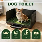 Dog Potty Training Tray Artificial Grass Mat Turf Puppy Toilet Indoor Outdoor Portable Pet Loo Pee Pad Baffle Splash Guard Drainage Drawer 75x50cm