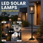 Outdoor Solar Light 4 in 1 LED Garden Path Wall Lantern Post Table Lamp Fence Patio Lawn Yard Driveway Deck Exterior Stake Decoration Water Resistant