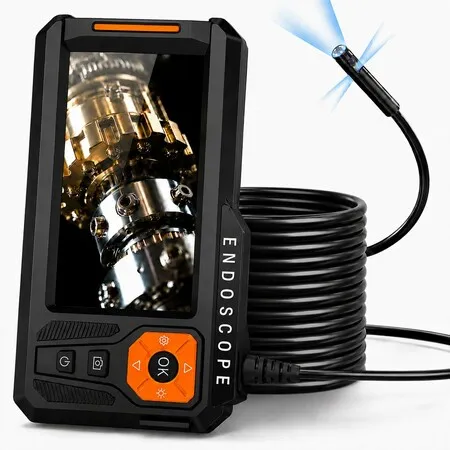Triple Lens Borescope, 5Inch IPS Screen 1080P Photo Video, 16.4Ft Rigid-semi Snake Camera for Inspection Walls Automotive Engines Pipes