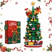 Advent Calendar 2026 Christmas Tree Building Blocks 24 Days Countdown Set, Surprise Boxes Toy with Santa Reindeer Train Holiday Tabletop Decorations
