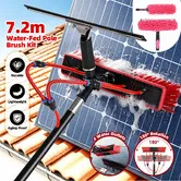 7.2m Water Fed Pole Window Cleaning Tool Set Solar Panel Washing Kit Telescopic Spray Cleaner System Car Glass Roof Squeegee Dusting Brush Equipment