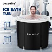 Luxsuite Portable Ice Bath Tub 300L Inflatable Hot Bathtub Spa Massage Athletes Cold Water Adult Soaking Collapsible Outdoor Plunge Large Lid 80x71cm