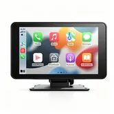 7 Inch Carplay Screen for Car, Portable Wireless Touch Screen for Apple CarPlay & Android Auto, Dashboard Mount Car Stereo