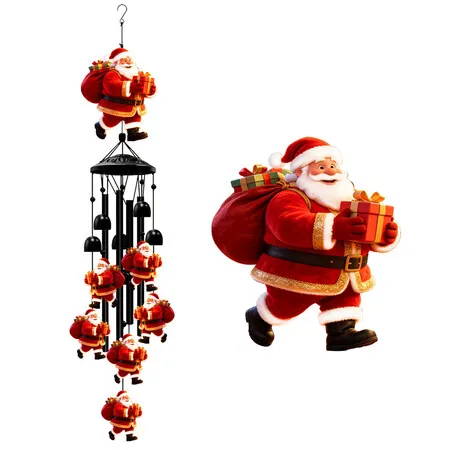 Santa Christmas Wind Chimes, Outdoor Hanging Decor for Porch Yard Home, Festive Santa wind chime brings warm holiday cheer