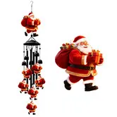 Santa Christmas Wind Chimes, Outdoor Hanging Decor for Porch Yard Home, Festive Santa wind chime brings warm holiday cheer