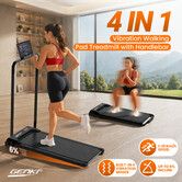 Genki 4in1 Walking Pad Treadmill Handlebar Under Desk Incline Vibration Fitness Bluetooth App Compact Exercise Running Machine Home Gym Workout Remote