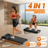 Genki Walking Pad Treadmill Bluetooth App 4in1 Vibration Fitness Incline Under Desk Compact Electric Exercise Running Machine Home Gym Workout Remote