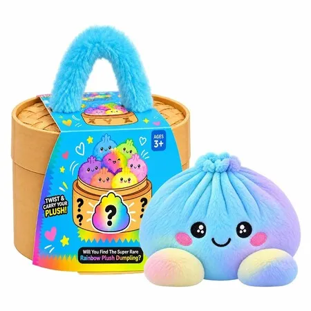 Cute Plush Stuffed Dumpling Squishies,Big Rainbow Squishes with Steamer
