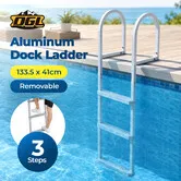Swimming Pool Ladder 3 Step Stairs Double Handrail Aluminium 227kg Removable Pontoon Boat Boarding Anti Slip Steps Railing Inground Pools 1335x410mm