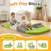 Kids Sofa Play Set Modular Couch 10 Pcs Soft Foam Building Blocks Toddler Childrens Comfy Climbing Indoor DIY Activity Centre Cushion Washable Cover