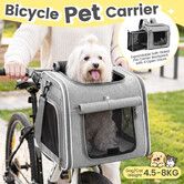 4 in 1 Dog Bike Basket Pet Cat Puppy Carrier Soft Sided Shoulder Backpack Bicycle Front Handlebar Mesh Travel Bag Car Seat Expandable Foldable Max 8KG
