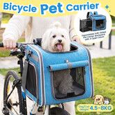 Dog Bike Basket Pet Cat Puppy Carrier Soft Sided Shoulder Backpack 4 in 1 Bicycle Front Handlebar Mesh Travel Bag Car Seat Expandable Foldable Max 8KG
