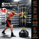 170cm Freestanding Punching Bag Stand Gloves Set Heavy MMA Kickboxing Training Gear Home Gym Fitness Workout PU Leather Adults Kids Exercise Sport
