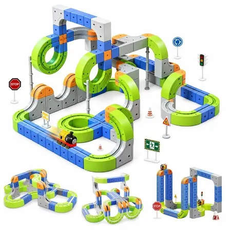 126 PCS Magnetic Train Set, 3D STEM Electric Train Toy, USB Rechargeable, Easy Assembly Tracks, Creative Building Gift for Kids Ages 3-12